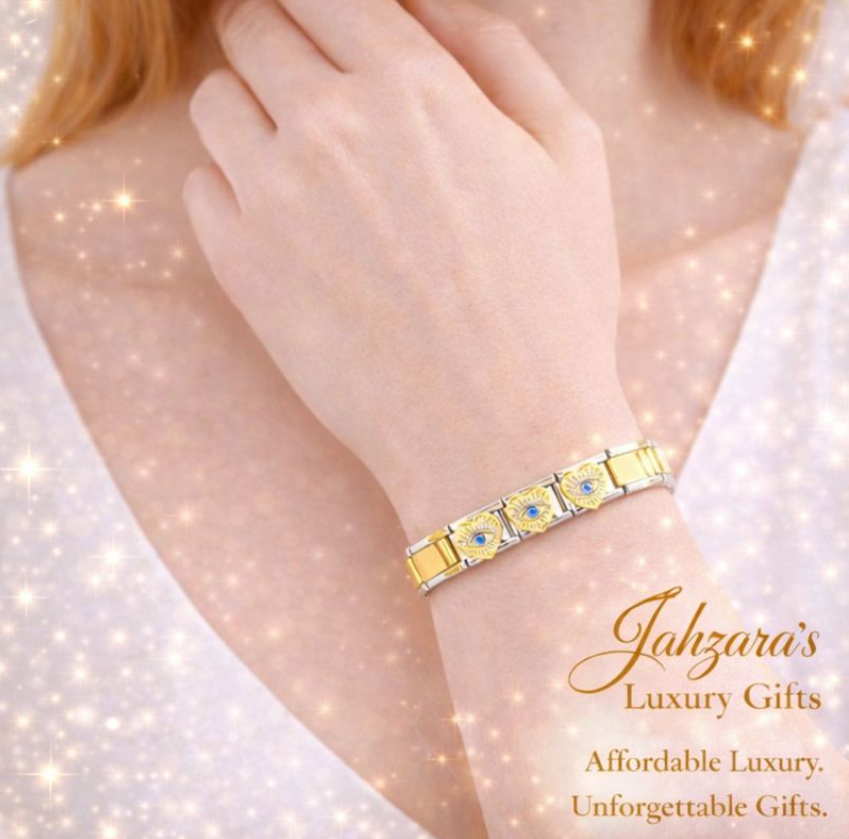 Evil Eye Heart Bracelet | Gold-Plated Stainless Steel Protection & Love Bracelet