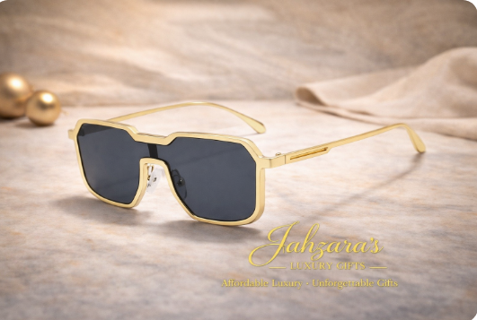 JAHZARA'S Gold Frame Square Sunglasses - Luxury Style