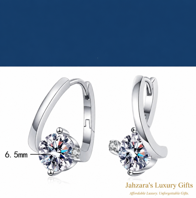1ct Moissanite Geometric Hoop Earrings | 925 Sterling Silver | GRA Certified | Luxury Gift For Her