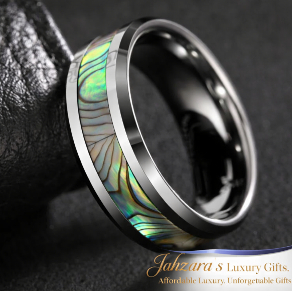 Abalone Shell Tungsten Carbide Ring — 6mm & 8mm | Unisex