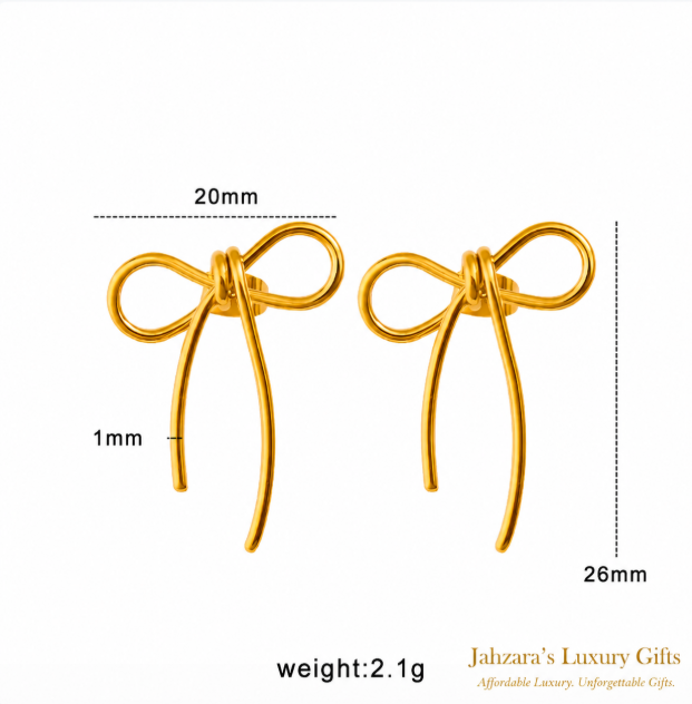 Gold Bow Knot Stud Earrings | PVD Gold 304 Stainless Steel | Waterproof