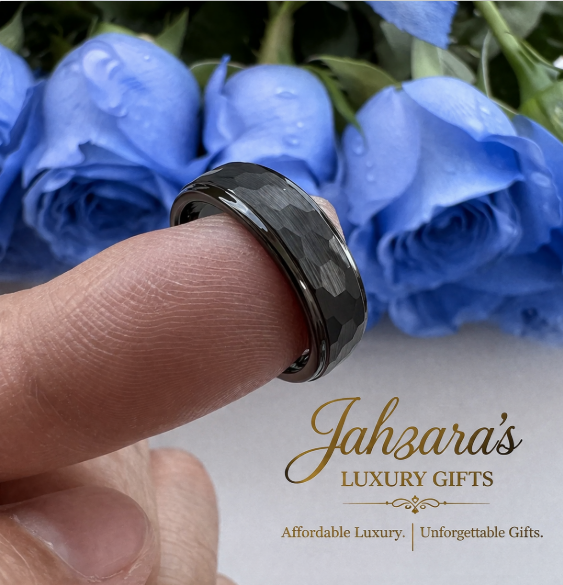 Black Hammered Tungsten Carbide Ring β 6mm & 8mm | Unisex