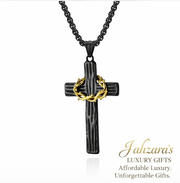 Crown of Thorns Cross Pendant Necklace | Stainless Steel | Unisex Luxury Faith Jewelry