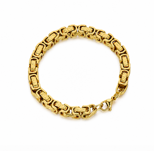 18K IP Gold Chain & Bracelet Set — Men’s 304 Stainless Steel 2-Piece Jewelry Set