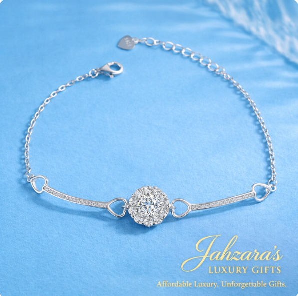 925 Sterling Silver Moissanite Heart Bracelet for Women