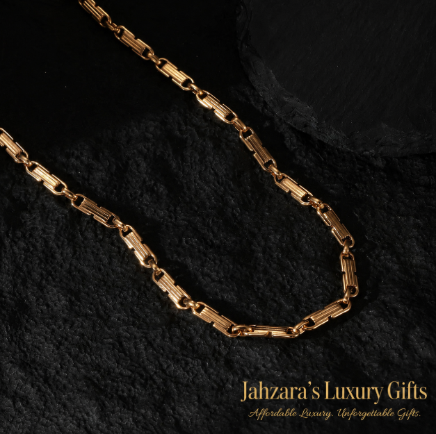 18K Gold IP Geometric Buckle Chain Necklace โ Menโs Hip-Hop Stainless Steel Jewelry