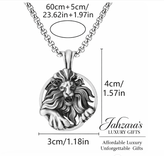 Leo Lion Medallion Pendant Necklace | Zodiac Luxury Gift for Him & Her