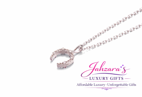Reversible Horseshoe Pendant Necklace - 9K Gold with Moissanite & Ruby | 2-in-1 Design