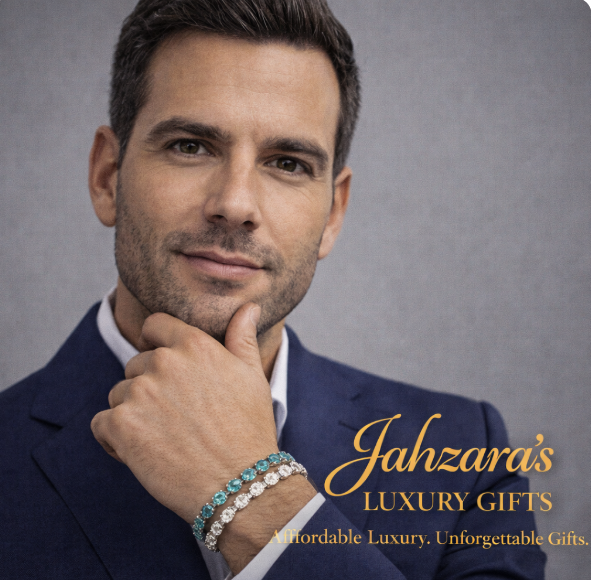 Moissanite Tennis Bracelet | 18K White Gold Plated | White or Blue-Green