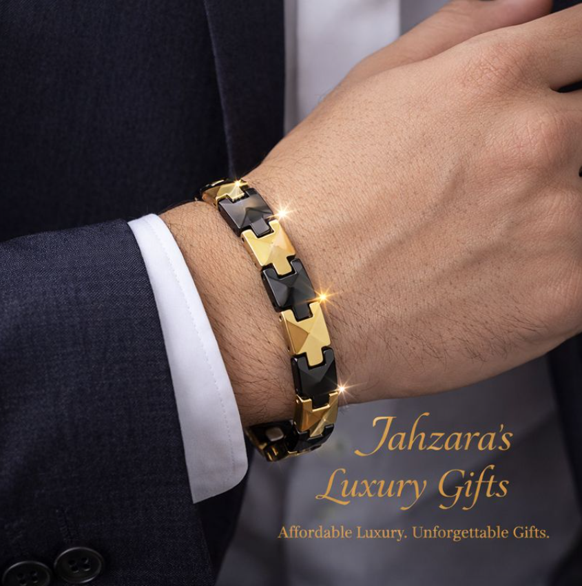 Gold & Black Tungsten Steel Bracelet | Geometric Minimalist Men's Luxury Bracelet
