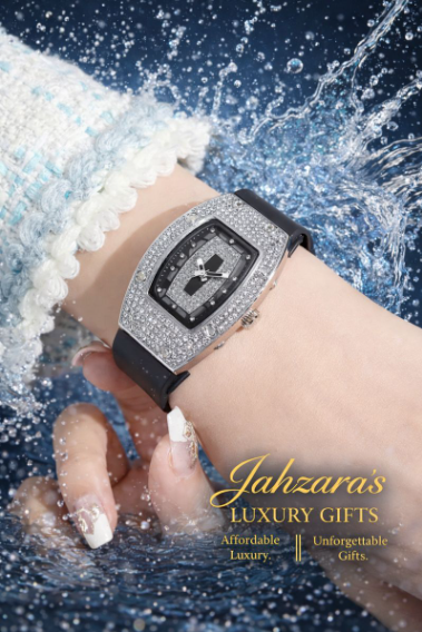 Diamond-Accent Barrel Dial Watch | Quartz Movement | Luxury Timepiece