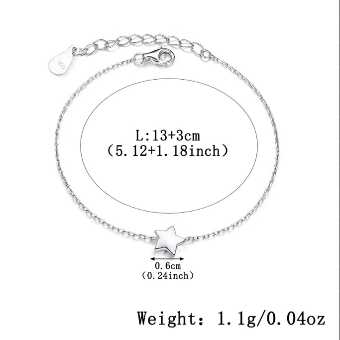 JAHZARA'S Sterling Silver Star Bracelet - Minimalist Elegance