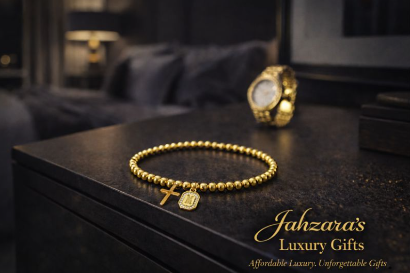 Gold Cross Initial Bracelet
