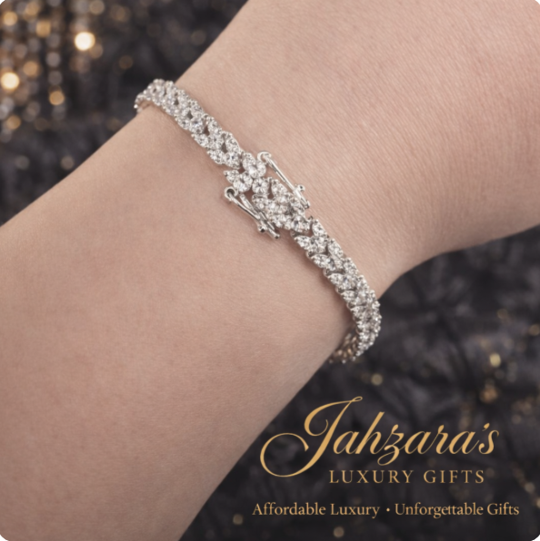 Diamond Wheat Chain Bracelet | Platinum-Plated 925 Sterling Silver