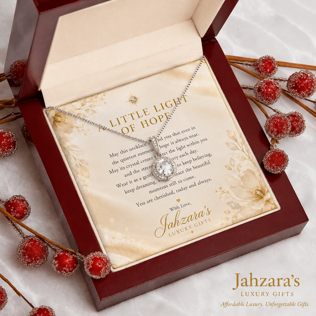 Eternal Hope Necklace | Heartfelt Message Card | Luxury LED Gift Box