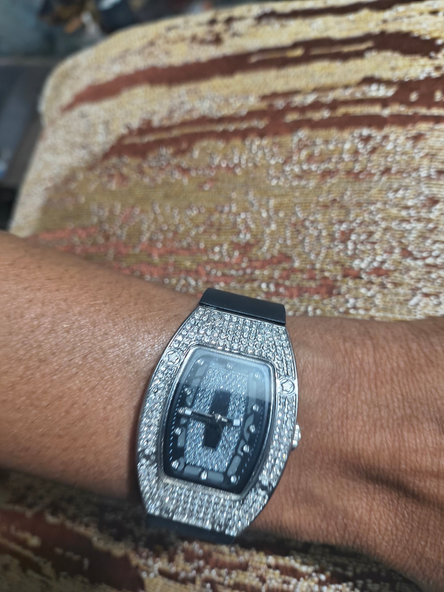 Diamond-Accent Barrel Dial Watch | Quartz Movement | Luxury Timepiece