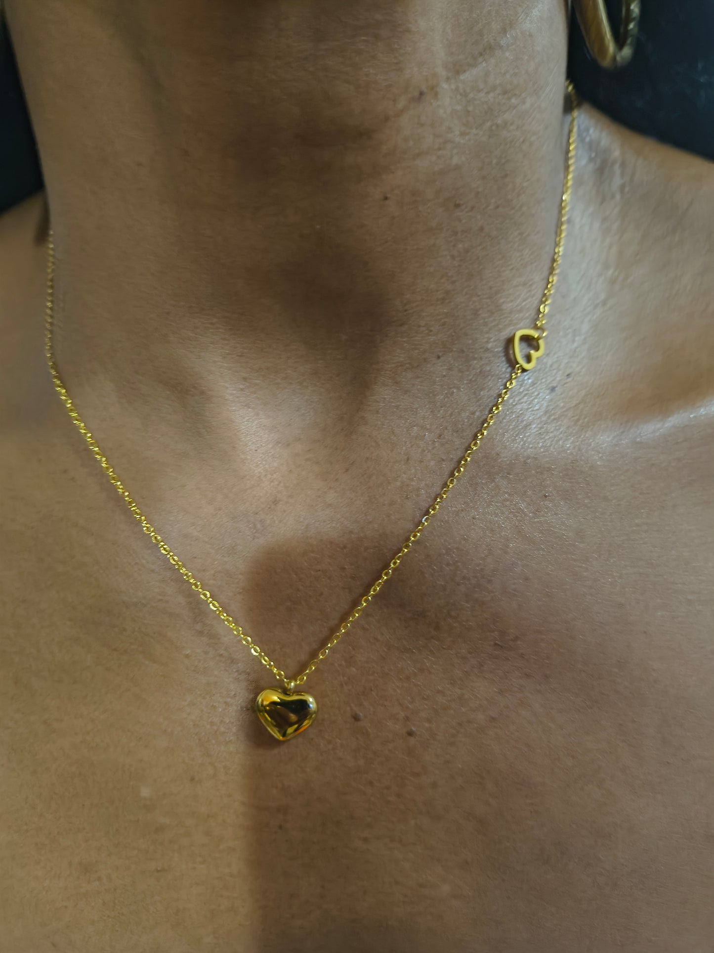 Dual Heart Pendant Necklace | PVD Gold, Rose Gold & Silver | 304 Stainless Steel