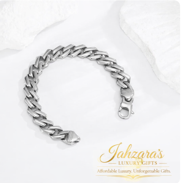 Diamond Rhombus Pattern Cuban Link Bracelet - Titanium Steel
