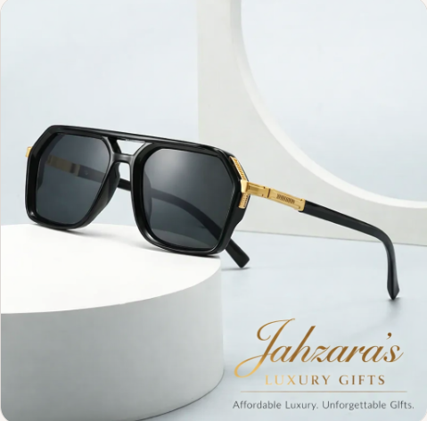 Luxe Polygon Aviator Sunglasses | Men's & Women's Square Frame | Gold Accent | UV Protection
