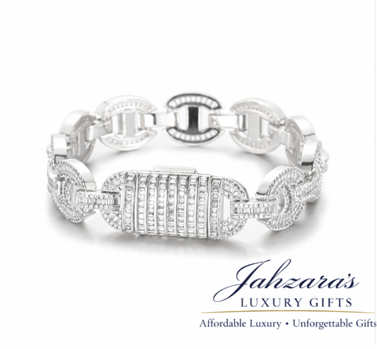 15mm Iced Out Baguette Cuban Link Bracelet - Gold or White Gold | Luxury Hip Hop Jewelry