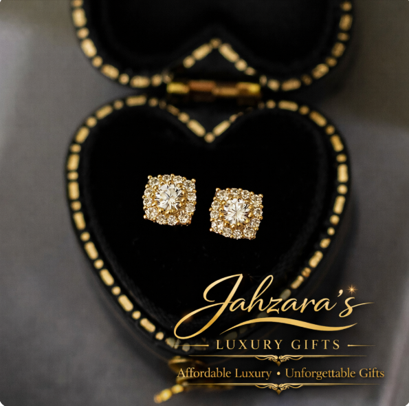 Square Princess-Cut Zircon Stud Earrings - 9K Gold | Baroque Style