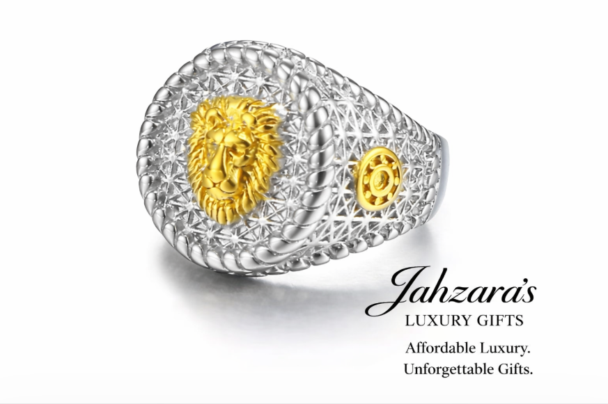 Men's Gold Lion Head Signet Ring — Titanium Steel | Two-Tone Silver & Gold | Sizes 6–10