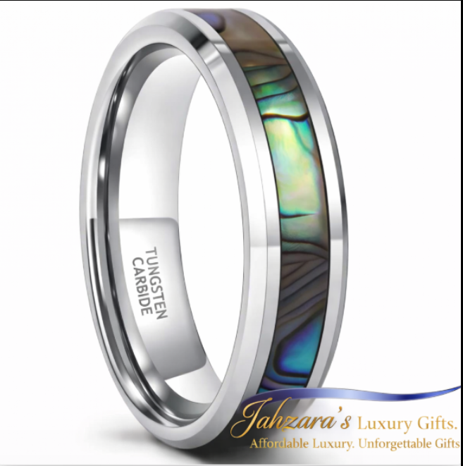 Abalone Shell Tungsten Carbide Ring — 6mm & 8mm | Unisex