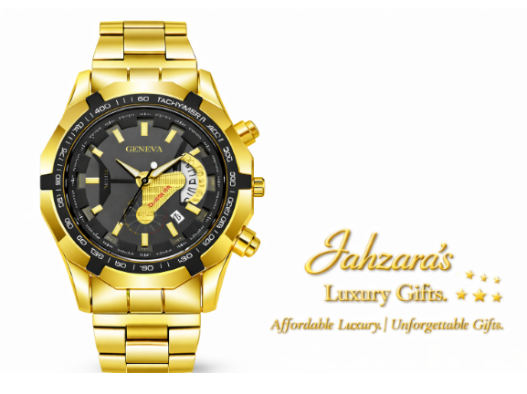 Luxury Classic Gold Watch | Black Dial Chronograph Africa Map Men's Watch