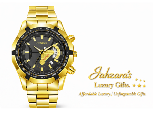 Luxury Classic Gold Watch | Black Dial Chronograph Africa Map Men's Watch