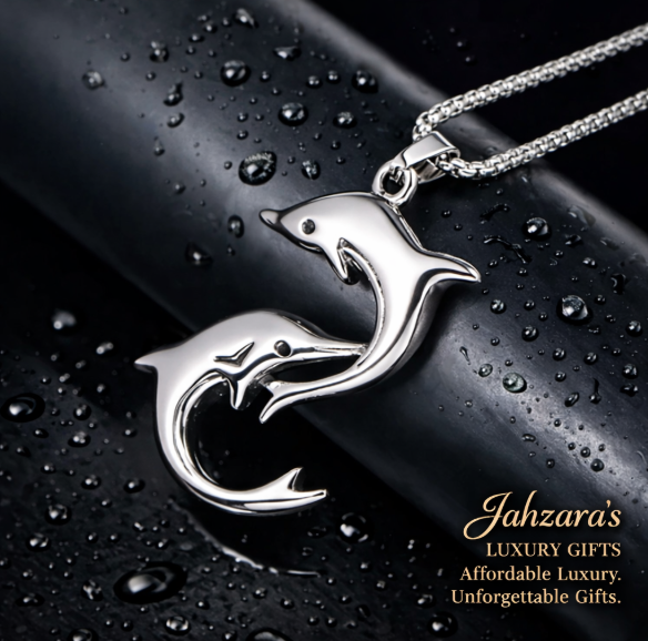 Double Dolphin Pendant Necklace | Titanium Steel | Women's Luxury Ocean Jewelry