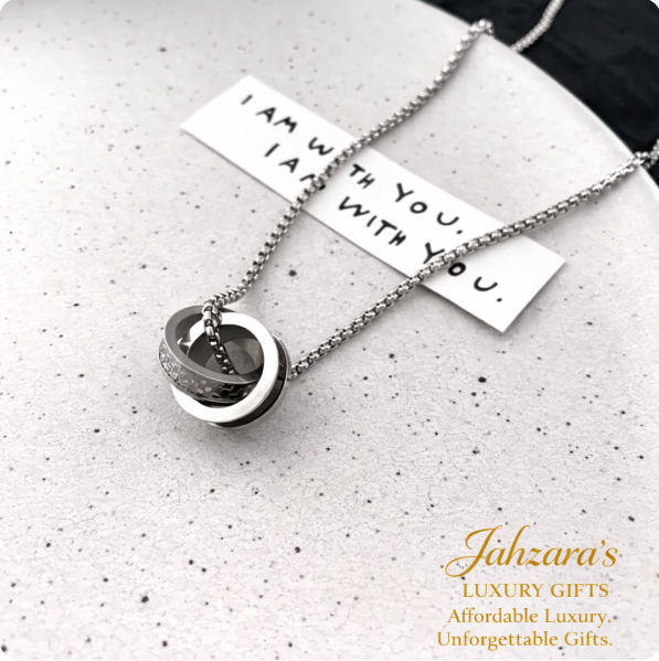 Double Ring Pendant Necklace | Titanium Steel | Unisex Luxury Couples Jewelry