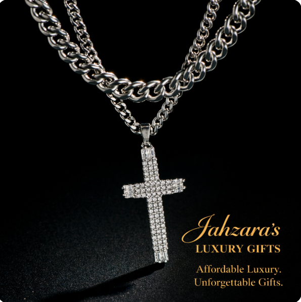 Iced Out Cross Double Layer Cuban Chain Necklace Set | Stainless Steel Men's Faith Jewelry