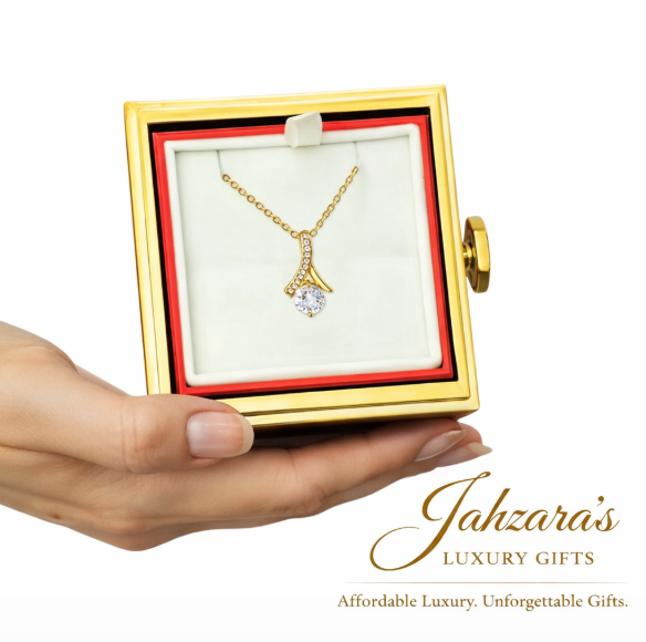 Alluring Beauty Necklace — Rotating Rose Gift Box | Gold Finish | Luxury Gift