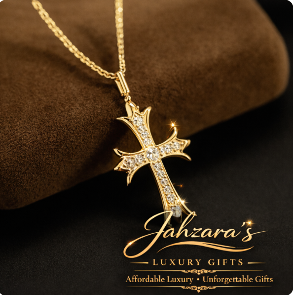 Retro Cross Pendant - 18K Gold with Large Lab-Grown Diamonds | Premium