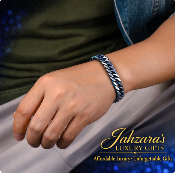 Men's Blue Cuban Link Bracelet - Stainless Steel Statement Piece