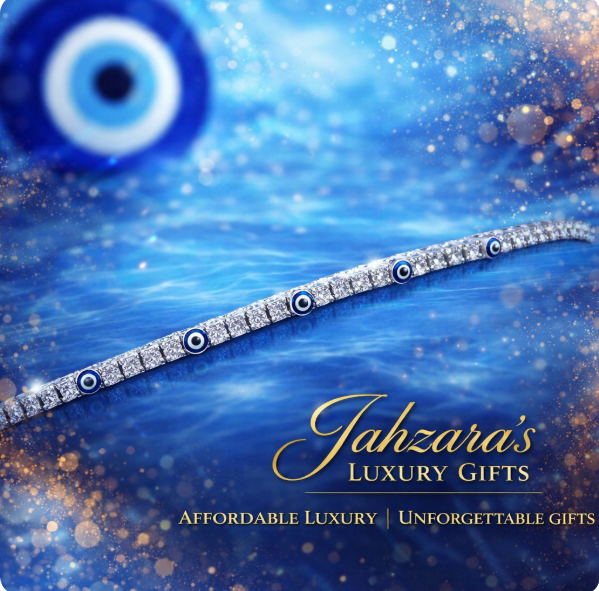 925 Sterling Silver Evil Eye Tennis Bracelet with Blue Enamel