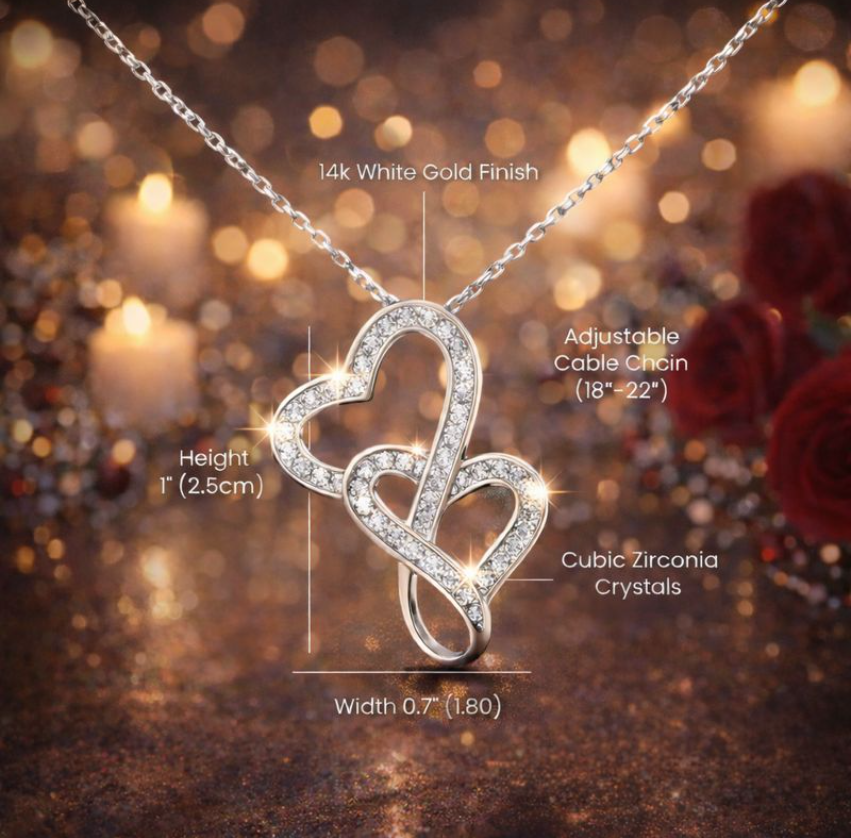 To My Daughter - Heart-to-Heart Necklace (14K White Gold)