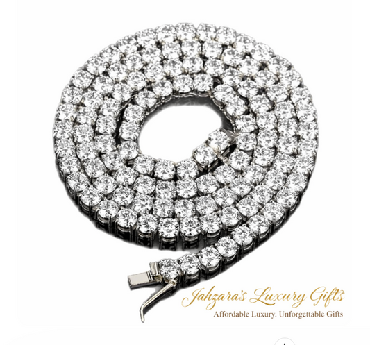 4mm Iced Out Tennis Chain Necklace - 925 Silver with Zirconia | Luxury Hip Hop Jewelry