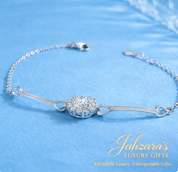 925 Sterling Silver Moissanite Heart Bracelet for Women