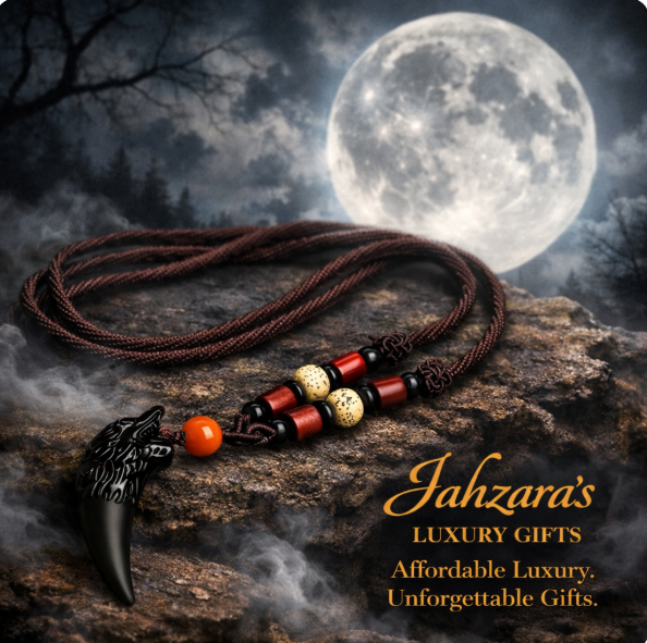 Wolf Fang Pendant Necklace | Natural Obsidian | Unisex Luxury Spiritual Jewelry