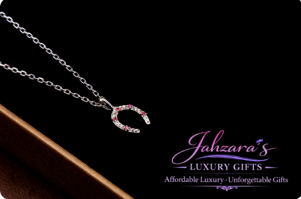 Reversible Horseshoe Pendant Necklace - 9K Gold with Moissanite & Ruby | 2-in-1 Design