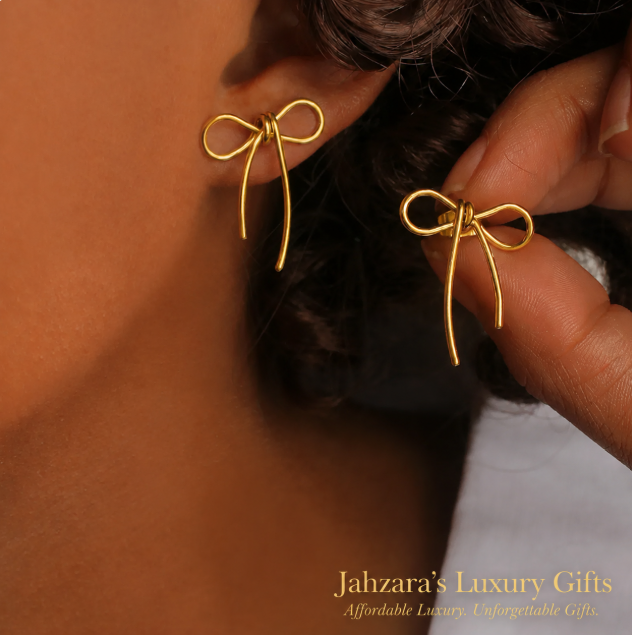 Gold Bow Knot Stud Earrings | PVD Gold 304 Stainless Steel | Waterproof