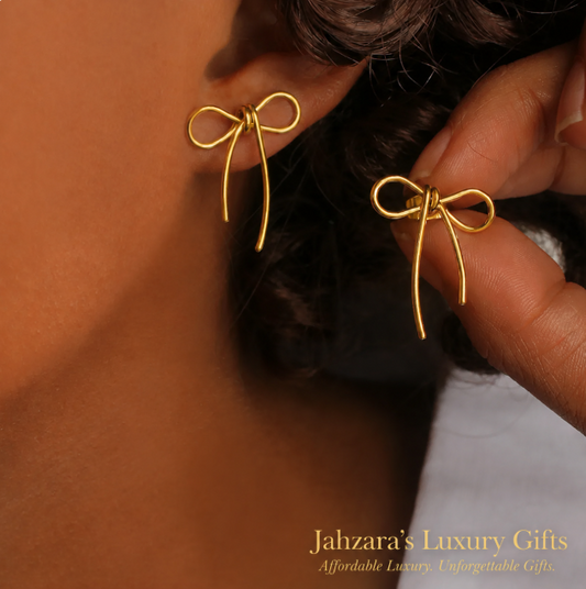Gold Bow Knot Stud Earrings | PVD Gold 304 Stainless Steel | Waterproof