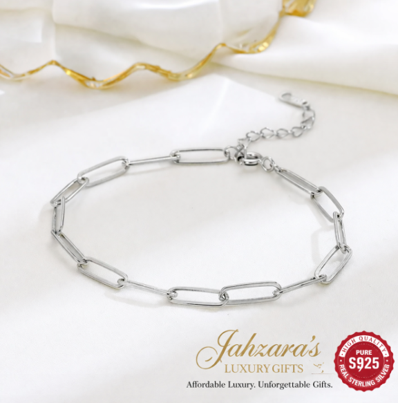 925 Sterling Silver Paperclip Chain Bracelet | Adjustable Minimalist Link