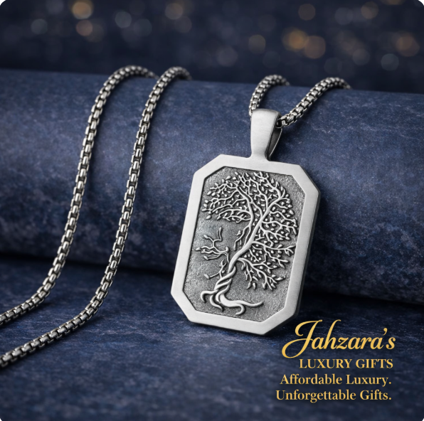 Tree of Life Dog Tag Pendant Necklace | Stainless Steel | Men's Luxury Statement Jewelry