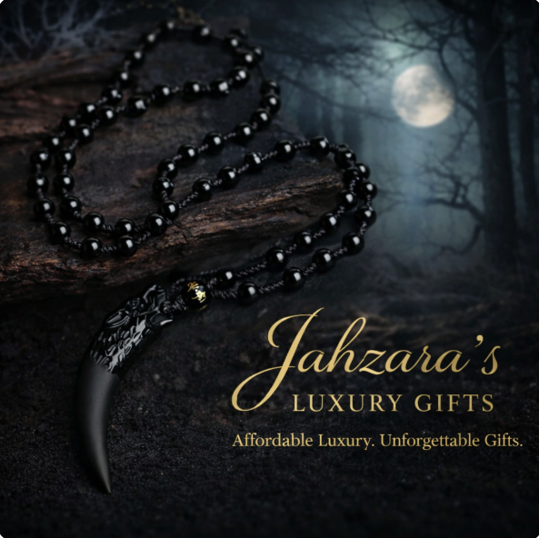Wolf Fang Pendant Necklace | Natural Obsidian | Unisex Luxury Spiritual Jewelry