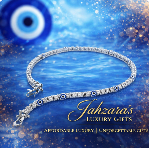 925 Sterling Silver Evil Eye Tennis Bracelet with Blue Enamel