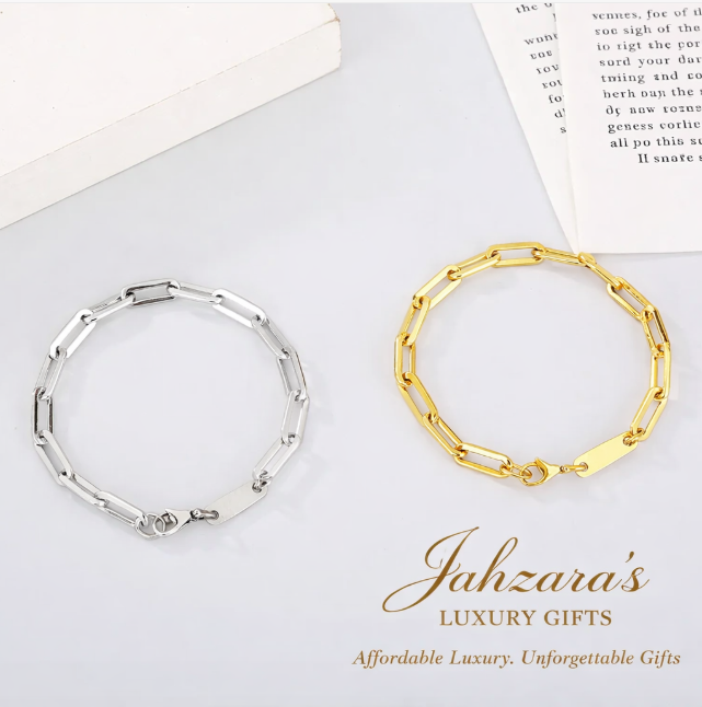 Paperclip Chain Necklace & Bracelet Set — 18K Gold & Silver | Stainless Steel