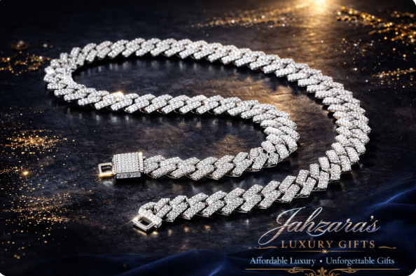 14mm Iced Out Diamond Cuban Link Chain - Blue & White Zircon or Silver | Hip Hop Luxury Necklace