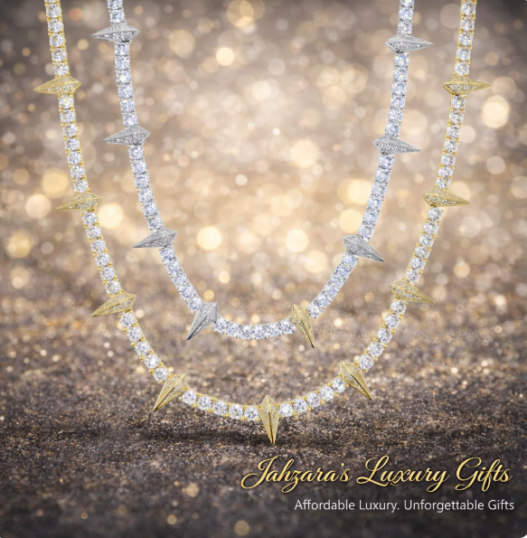 Iced Out Spike Tennis Chain Necklace - Gold or White Gold | Warrior Luxury Jewelry